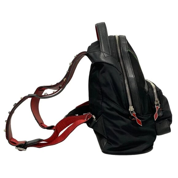 CHRISTIAN LOUBOUTIN - Black Red Multi Nylon Leather Backpack - Picture 4 of 16